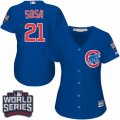Women's Majestic Chicago Cubs #21 Sammy Sosa Authentic Royal Blue Alternate 2016 World Series Bound Cool Base MLB Jersey