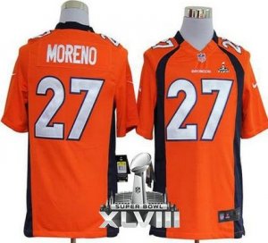 Nike Denver Broncos #27 Knowshon Moreno Orange Team Color Super Bowl XLVIII NFL Game Jersey