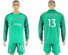 2017-18 Chelsea 13 COURTOIS Green Goalkeeper Long Sleeve Soccer Jersey