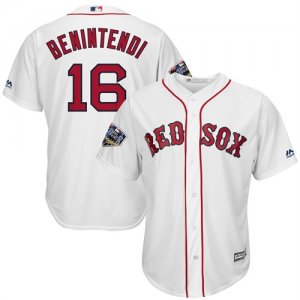 Red Sox #16 Andrew Benintendi White 2018 World Series Cool Base Player Jersey