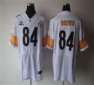 Nike Steelers #84 Antonio Brown White With Hall of Fame 50th Patch NFL Elite Jersey