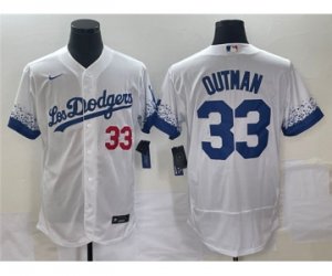 Men\'s Los Angeles Dodgers #33 James Outman White City Connect Flex Base Stitched Baseball Jersey