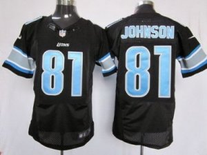 Nike NFL Detroit Lions #81 Calvin Johnson Black Jerseys(Elite)