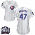 Women's Majestic Chicago Cubs #47 Miguel Montero Authentic White Home 2016 World Series Bound Cool Base MLB Jersey