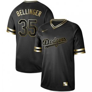 Dodgers #35 Cody Bellinger Black Gold Nike Cooperstown Collection Legend V Neck Jersey
