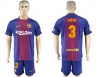 2017-18 Barcelona 3 PIQUE Home Soccer Jersey