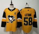 Penguins #58 Kris Letang Gold Alternate Adidas Jersey