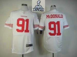 2013 Super Bowl XLVII NEW San Francisco 49ers 91 mcdonald White Jerseys (Elite