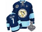 Mens Reebok Pittsburgh Penguins #7 Matt Cullen Premier Navy Blue Third Vintage 2017 Stanley Cup Final NHL Jersey
