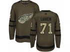 Adidas Detroit Red Wings #71 Dylan Larkin Green Salute to Service Stitched NHL Jersey