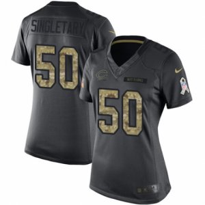 Womens Nike Chicago Bears #50 Mike Singletary Limited Black 2016 Salute to Service NFL Jersey