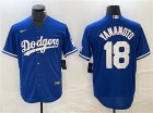 Men's Los Angeles Dodgers #18 Yoshinobu Yamamoto Blue Cool Base Stitched Jersey