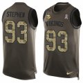 Mens Nike Minnesota Vikings #93 Shamar Stephen Limited Green Salute to Service Tank Top NFL Jersey