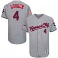 Mens Kansas City Royals #4 Alex Gordon Grey Stitched 2016 Fashion Stars & Stripes Flex Base Baseball Jersey