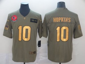 Nike Texans #10 DeAndre Hopkins 2019 Olive Gold Salute To Service Limited Jersey