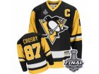Mens CCM Pittsburgh Penguins #87 Sidney Crosby Authentic Black Throwback 2017 Stanley Cup Final NHL Jersey