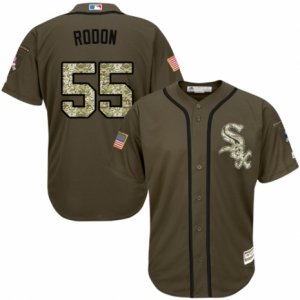 Men\'s Majestic Chicago White Sox #55 Carlos Rodon Replica Green Salute to Service MLB Jersey