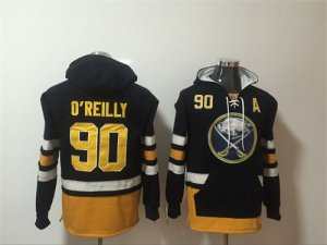 Sabres #90 Ryan O\'Reilly Black All Stitched Hooded Sweatshirt