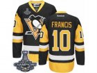 Mens Reebok Pittsburgh Penguins #10 Ron Francis Premier Black Gold Third 2017 Stanley Cup Champions NHL Jersey