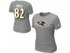 Women Nike Baltimore Ravens #82 Smith Name & Number T-Shirt grey