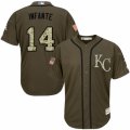 Men's Majestic Kansas City Royals #14 Omar Infante Authentic Green Salute to Service MLB Jersey