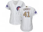 Womens Chicago Cubs #41 John Lackey White(Blue Strip) 2017 Gold Program Cool Base Stitched MLB Jersey
