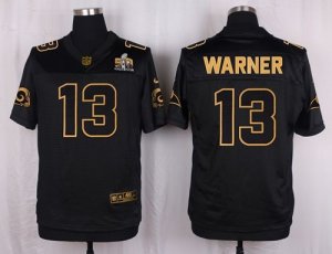 Nike St. Louis Rams #13 Kurt Warner Black Pro Line Gold Collection Jersey(Elite)