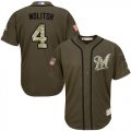 Men Milwaukee Brewers #4 Paul Molitor Green Salute to Service Stitched Baseball Jersey