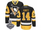 Mens Reebok Pittsburgh Penguins #14 Chris Kunitz Authentic Black Gold Third 2017 Stanley Cup Final NHL Jersey