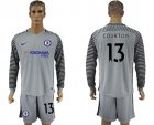 2017-18 Chelsea 13 COURTOIS Gray Goalkeeper Long Sleeve Soccer Jersey
