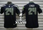 Nike Seattle Seahawks #24 Marshawn Lynch Steel Blue Team Color Super Bowl XLVIII Youth NFL Limited Jersey