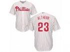 Youth Majestic Philadelphia Phillies #23 Aaron Altherr Authentic White Red Strip Home Cool Base MLB Jersey