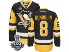 Mens Reebok Pittsburgh Penguins #8 Brian Dumoulin Premier Black Gold Third 2017 Stanley Cup Final NHL Jersey
