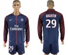 2017-18 Paris Saint-Germain 29 AUGUSTIN Home Long Sleeve Soccer Jersey