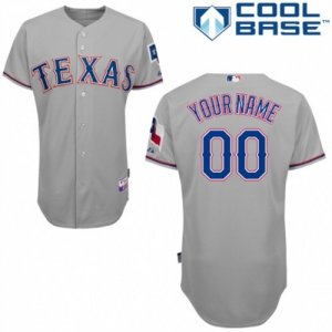 Youth Majestic Texas Rangers Customized Replica Grey Road Cool Base MLB Jersey