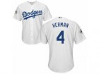 Los Angeles Dodgers #4 Babe Herman Replica White Home 2017 World Series Bound Cool Base MLB Jersey