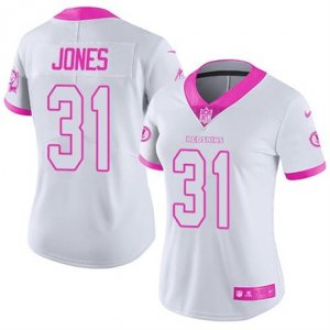 Womens Nike Washington Redskins #31 Matt Jones White Pink Stitched NFL Limited Rush Fashion Jersey