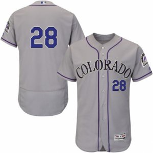 Men\'s Majestic Colorado Rockies #28 Nolan Arenado Grey Flexbase Authentic Collection MLB Jersey
