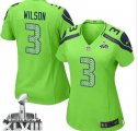 Nike Seattle Seahawks #3 Russell Wilson Green Super Bowl XLVIII Women NFL Elite Jersey