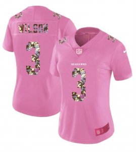 Nike Seahawks #3 Russell Wilson Pink Camo Fashion Women Limited Jersey