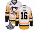 Mens Reebok Pittsburgh Penguins #16 Eric Fehr Authentic White Away 2017 Stanley Cup Champions NHL Jersey