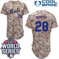 New York Mets #28 Daniel Murphy Camo Alternate Cool Base W 2015 World Series Patch Stitched MLB Jersey
