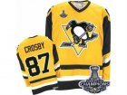 Mens CCM Pittsburgh Penguins #87 Sidney Crosby Premier Yellow Throwback 2017 Stanley Cup Champions NHL Jersey