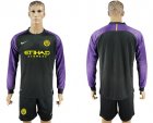 2017-18 Manchester City Black Goalkeeper Long Sleeve Soccer Jersey