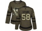 Women Adidas Pittsburgh Penguins #58 Kris Letang Green Salute to Service Stitched NHL Jersey