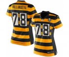 Womens Nike Pittsburgh Steelers #78 Alejandro Villanueva Elite Yellow Black Alternate 80TH Anniversary Throwback NFL Jersey