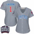 Women's Majestic Chicago Cubs #1 Kosuke Fukudome Authentic Grey Road 2016 World Series Bound Cool Base MLB Jersey