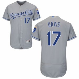 Men\'s Majestic Kansas City Royals #17 Wade Davis Grey Flexbase Authentic Collection MLB Jersey