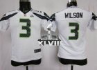 Nike Seattle Seahawks #3 Russell Wilson White Super Bowl XLVIII Youth NFL Elite Jersey