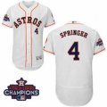 Astros #4 George Springer White Flexbase Authentic Collection 2017 World Series Champions Stitched MLB Jersey